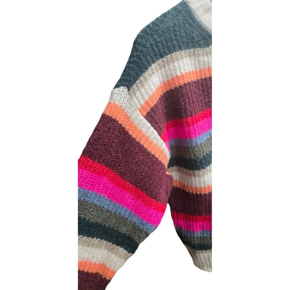 American Eagle Sweater Womens XS  Striped Cream Multicolor Crop Long Sleeve - Picture 2 of 6